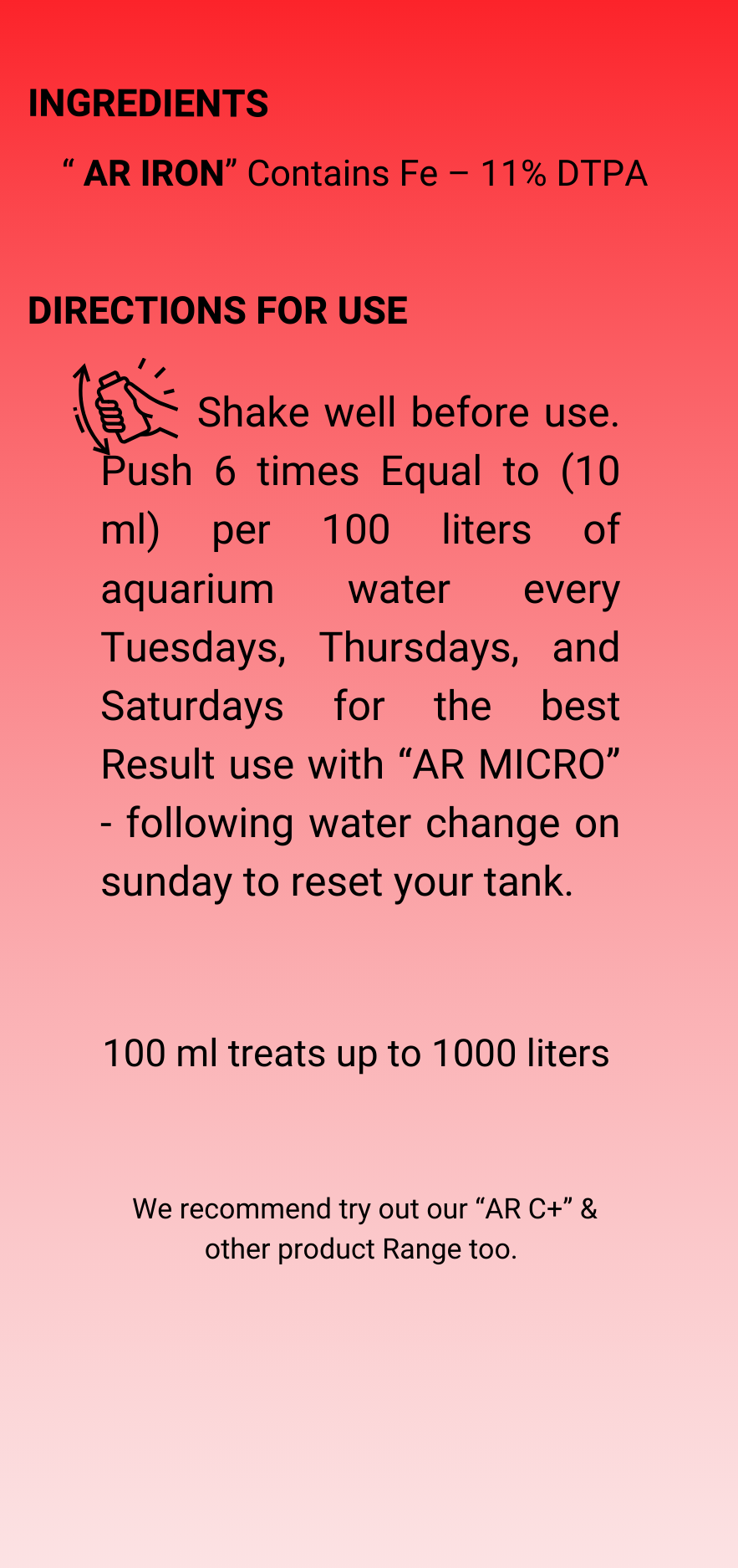 AQUARIKS AR IRON PLANTED AQUARIUM FERTILIZER , 100ml