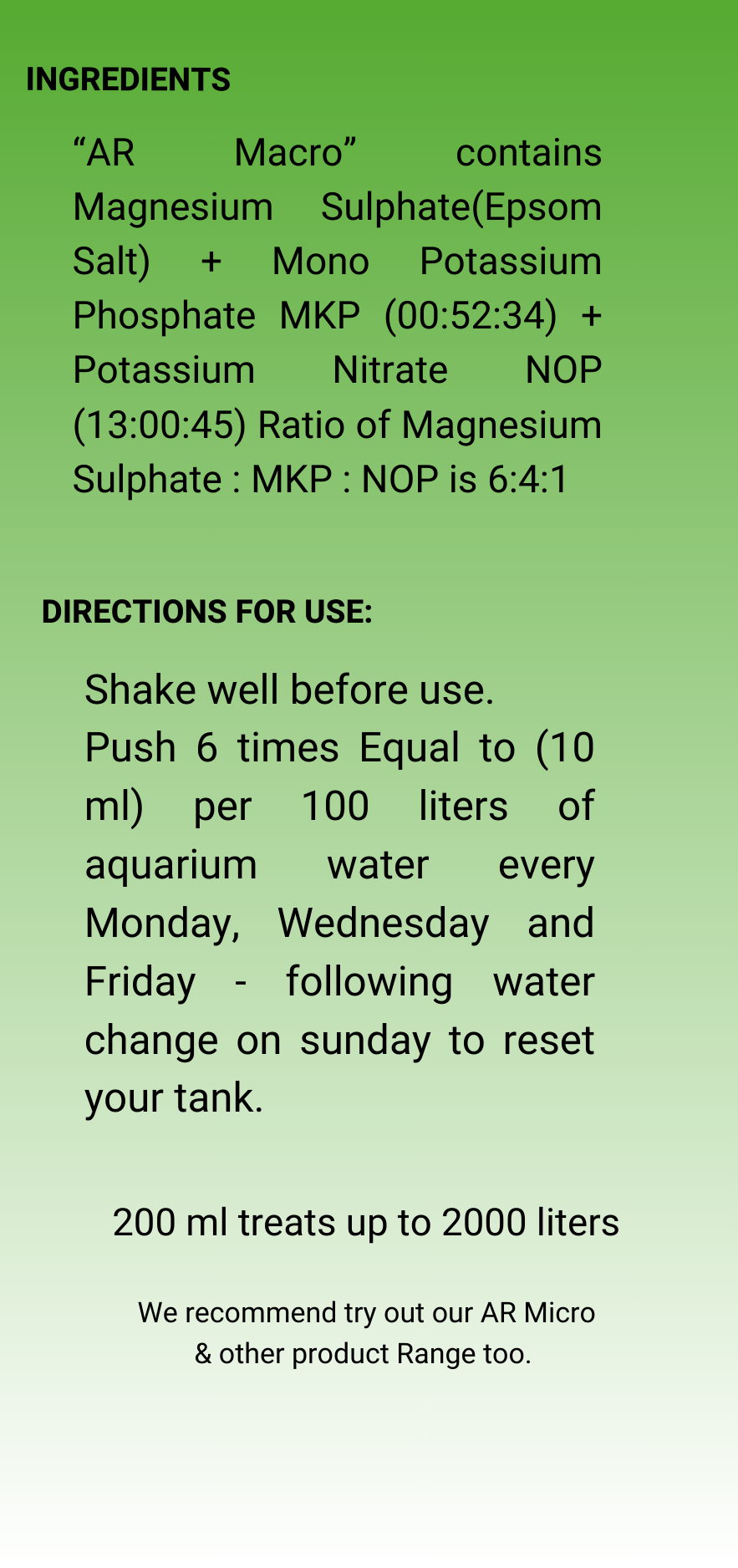 AQUARIKS AR MACRO PLANTED AQUARIUM FERTILIZER , 200ml