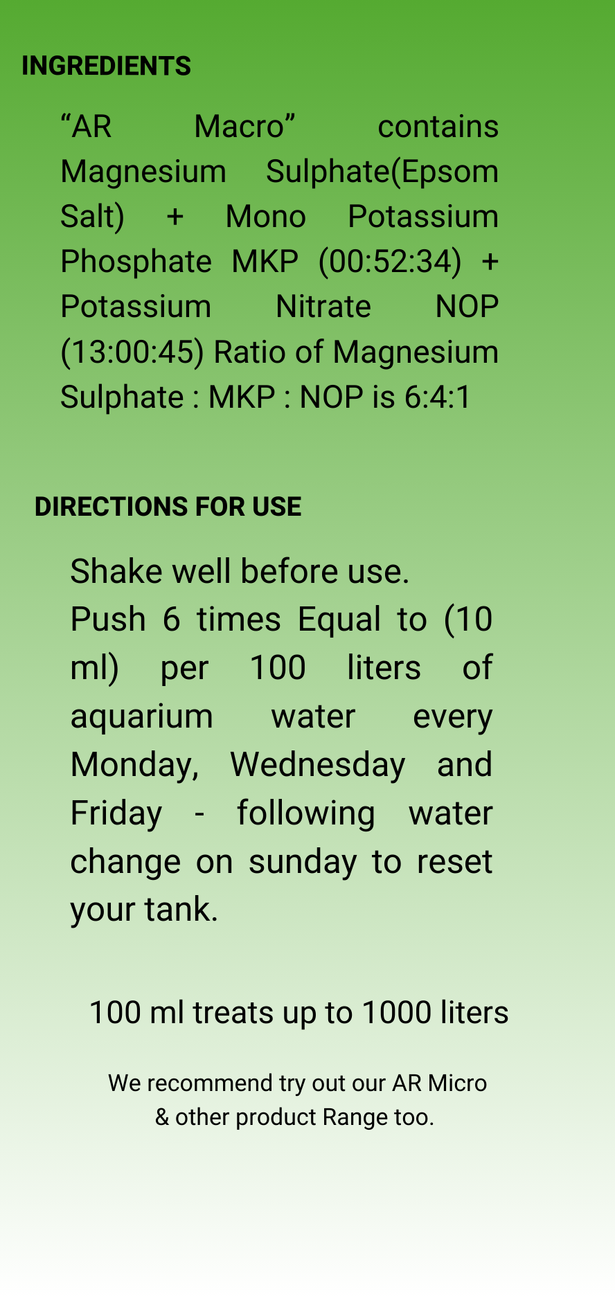 AQUARIKS AR MACRO PLANTED AQUARIUM FERTILIZER , 100ml